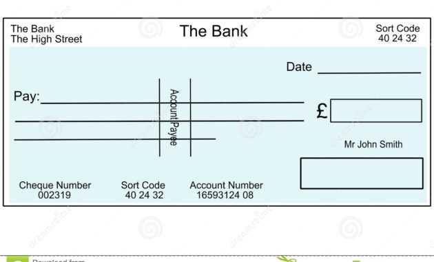 Blank British Cheque Stock Illustration. Illustration Of for Blank Cheque Template Uk