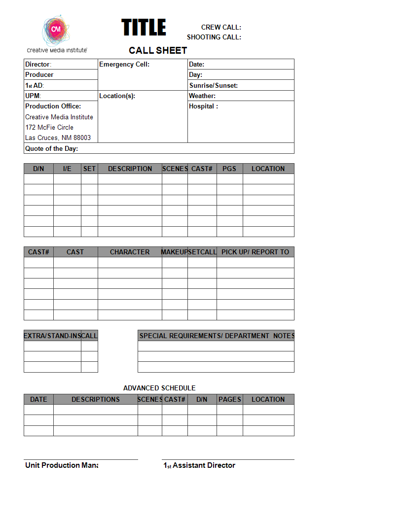 Blank Call Sheet | Templates At Allbusinesstemplates With Blank Call Sheet Template