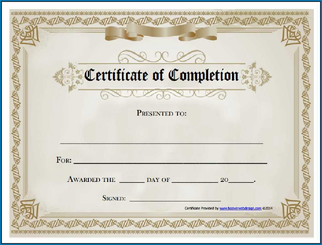 Blank Certificate Of Completion Template – Zohre Inside Certificate Of Completion Template Free Printable