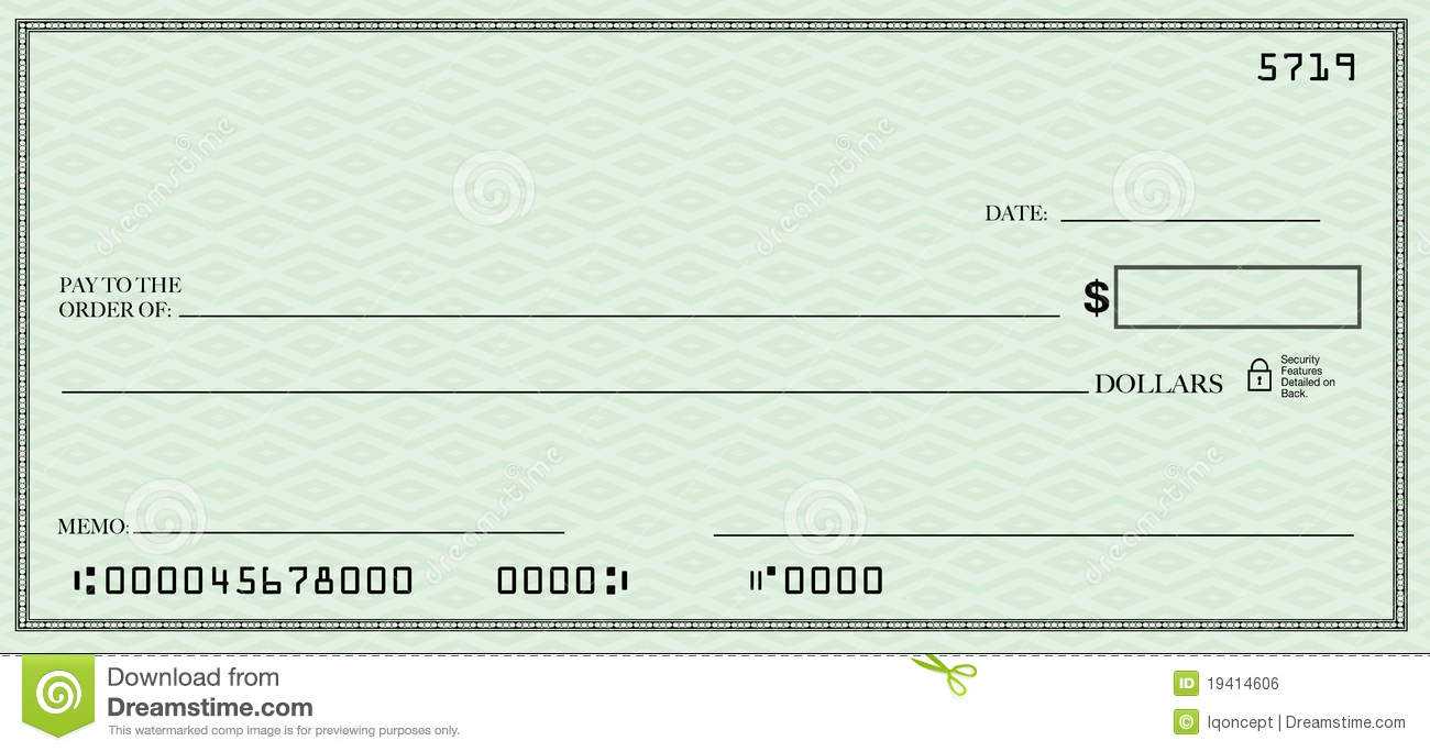 Blank Check With Open Space For Your Text Stock Illustration With Large Blank Cheque Template