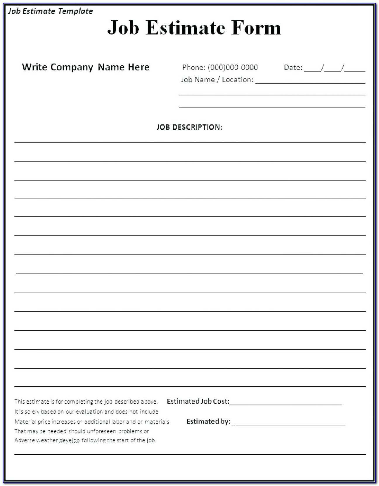 Blank Construction Bid Form – Form : Resume Examples #ml528Pjkxo With Regard To Blank Estimate Form Template