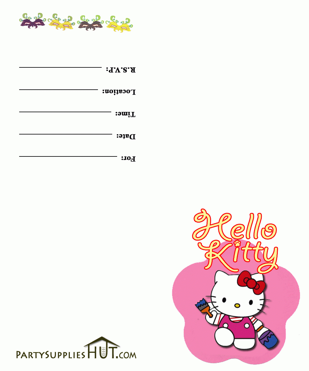 Blank Hello Kitty Birthday Invitation – Free Printable Inside Hello Kitty Birthday Card Template Free