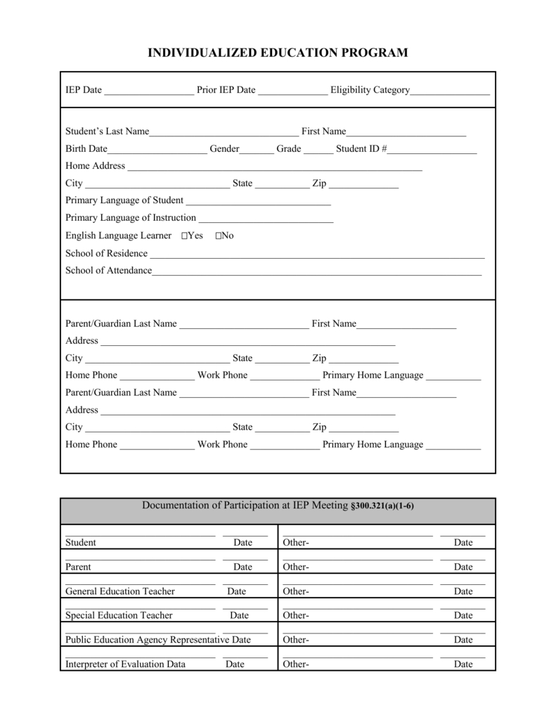 Blank Iep Form In Blank Iep Template