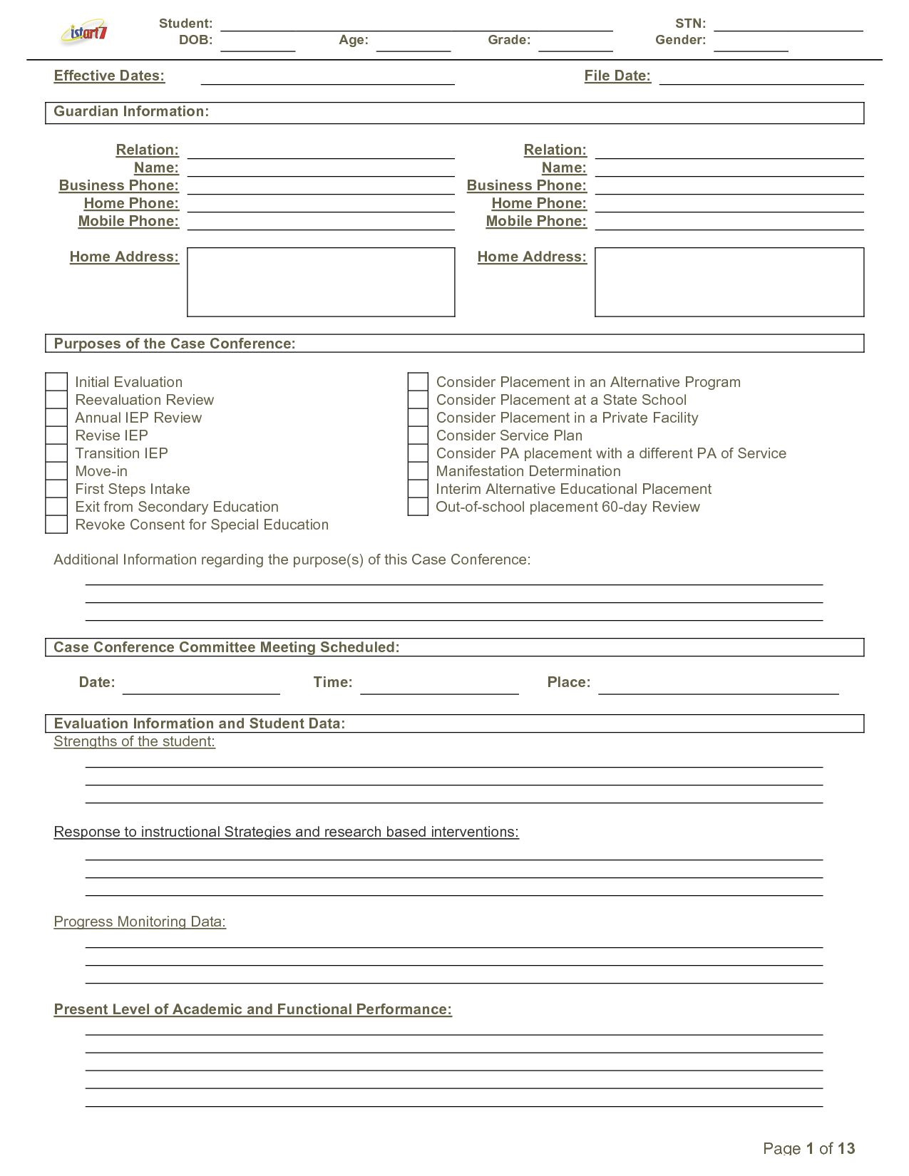 Blank Iep Form Template – Template Pertaining To Blank Iep Template