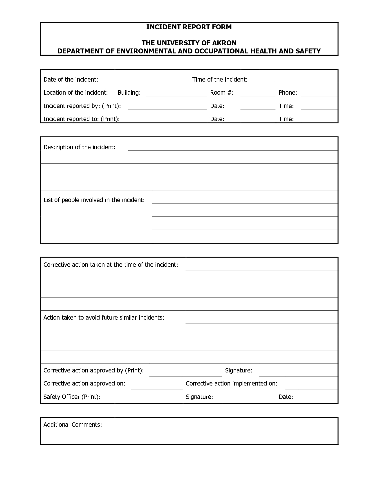 Blank Incident Report Form Template ] – Blank Incident With Regard To Incident Report Book Template