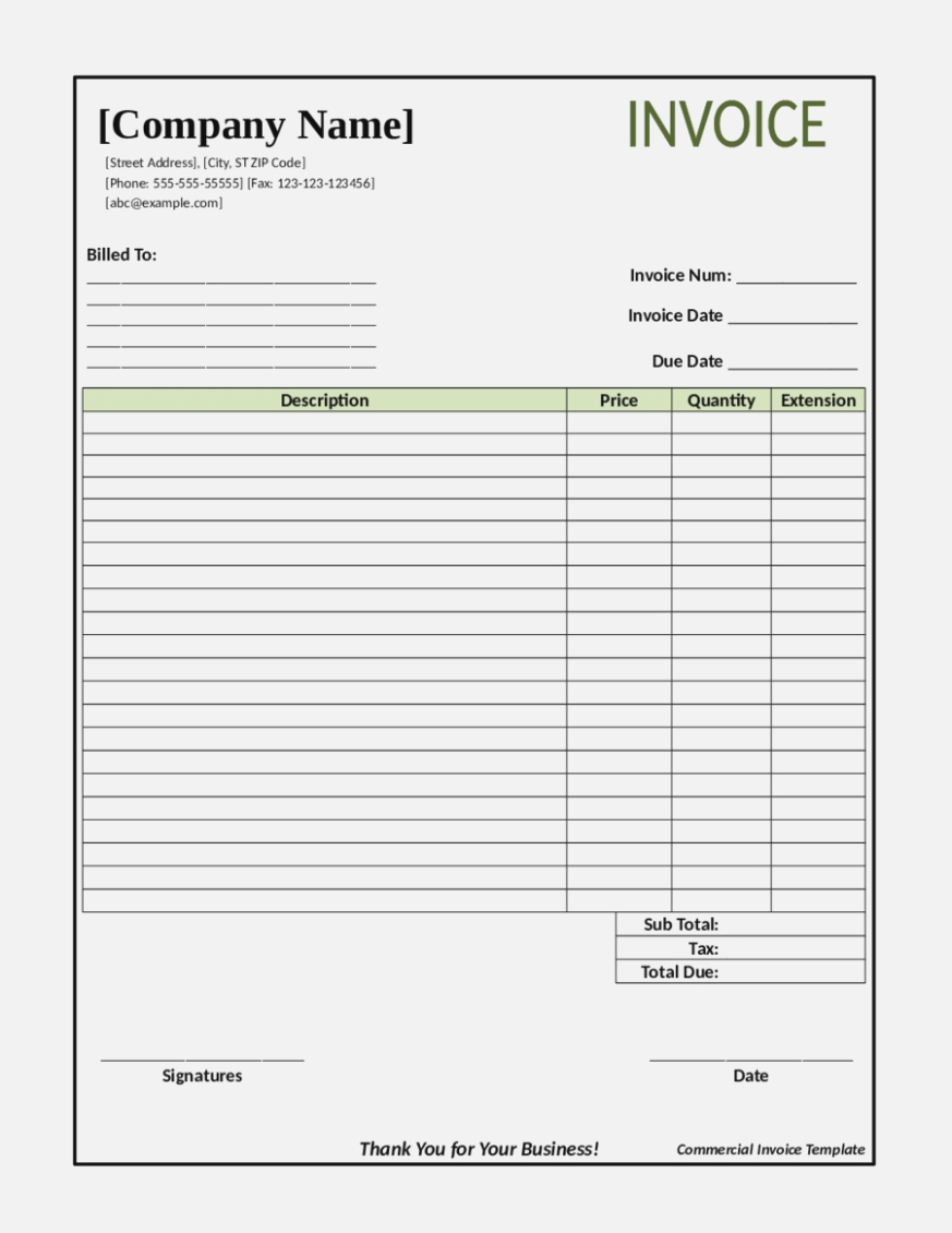 Blank Invoice Sample Pdf Fillable Service Free Receipt With Regard To Free Printable Invoice Template Microsoft Word