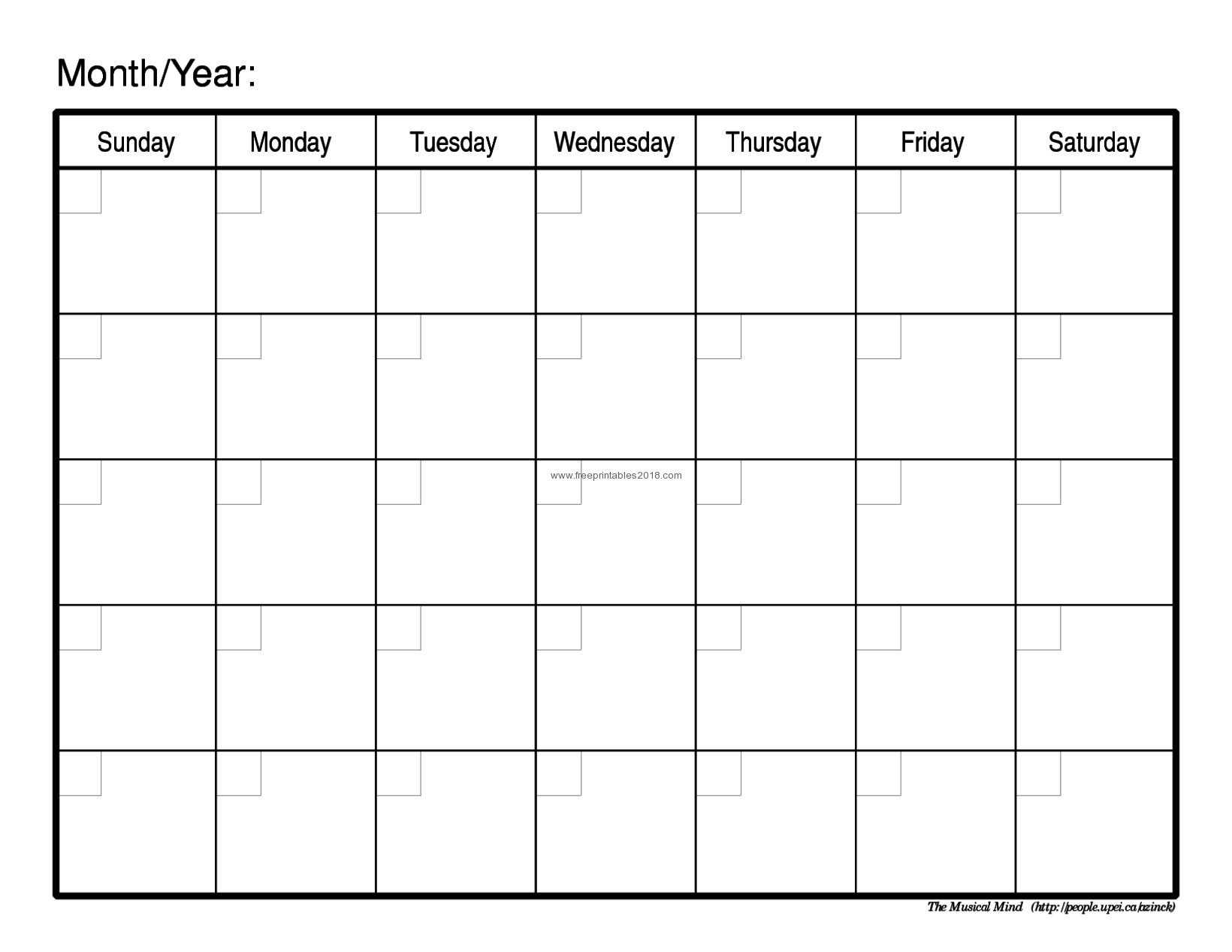 Blank Printable Calendar - Zohre.horizonconsulting.co In Full Page Blank Calendar Template