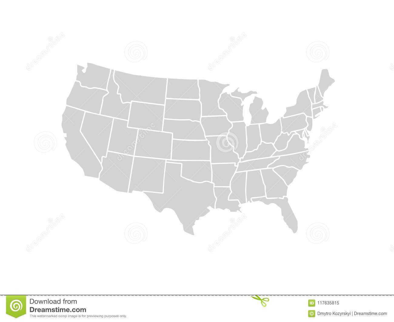 Blank Similar Usa Map Isolated On White Background. United In Blank Template Of The United States