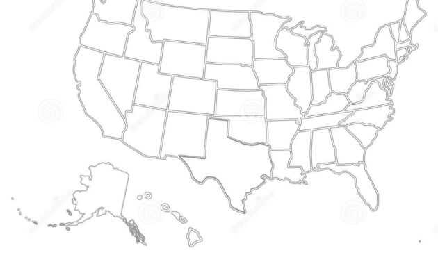 Blank Similar Usa Map On White Background. United States Of within Blank Template Of The United States