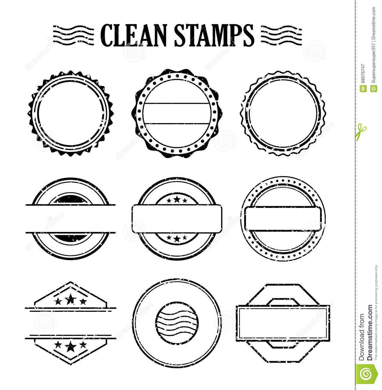 Blank Stamp Set, Ink Rubber Seal Texture Effect Stock Vector Within Blank Seal Template