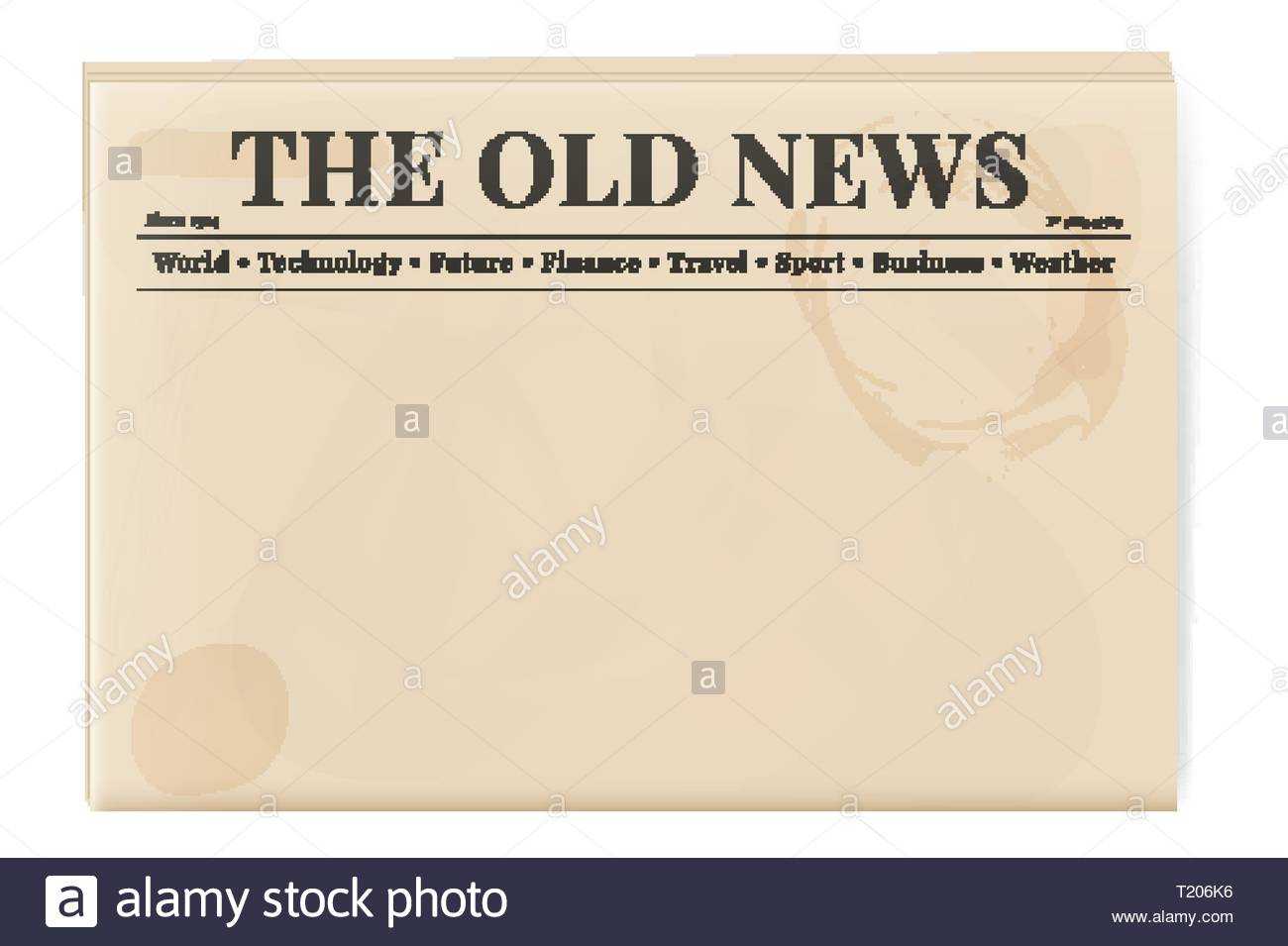 Blank Template Of A Retro Newspaper. Folded Cover Page Of A Within Old Blank Newspaper Template