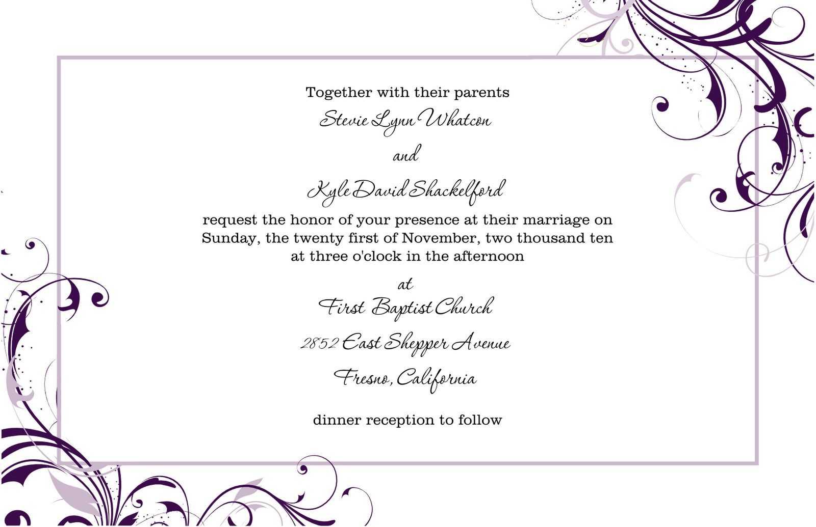 Blank Wedding Invitation Templates For Microsoft Word With Free Dinner Invitation Templates For Word