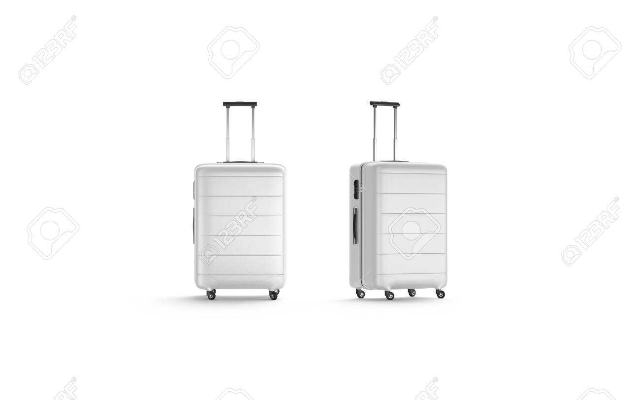 Blank White Luggage With Handle Mock Up Stand Isolated, 3D Rendering Regarding Blank Suitcase Template