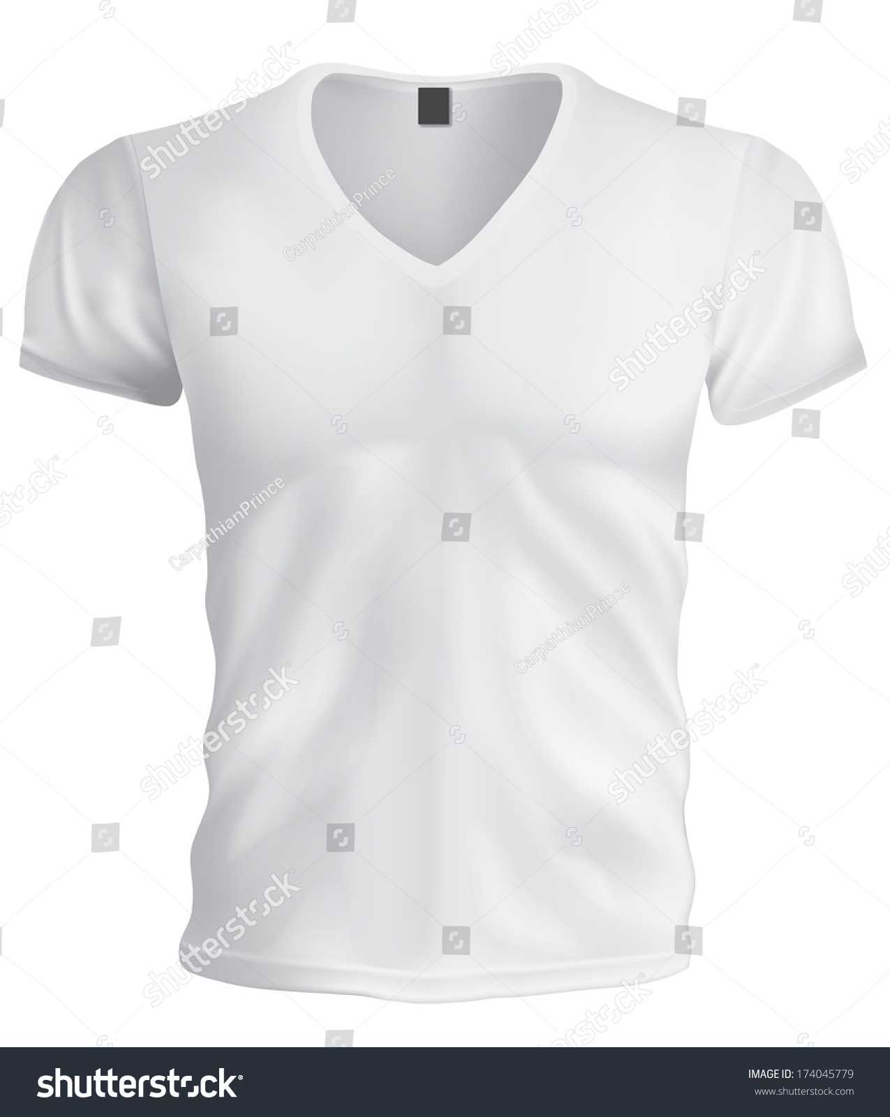 Blank White Vneck Tshirt Template Isolated Stock Vector With Regard To Blank V Neck T Shirt Template