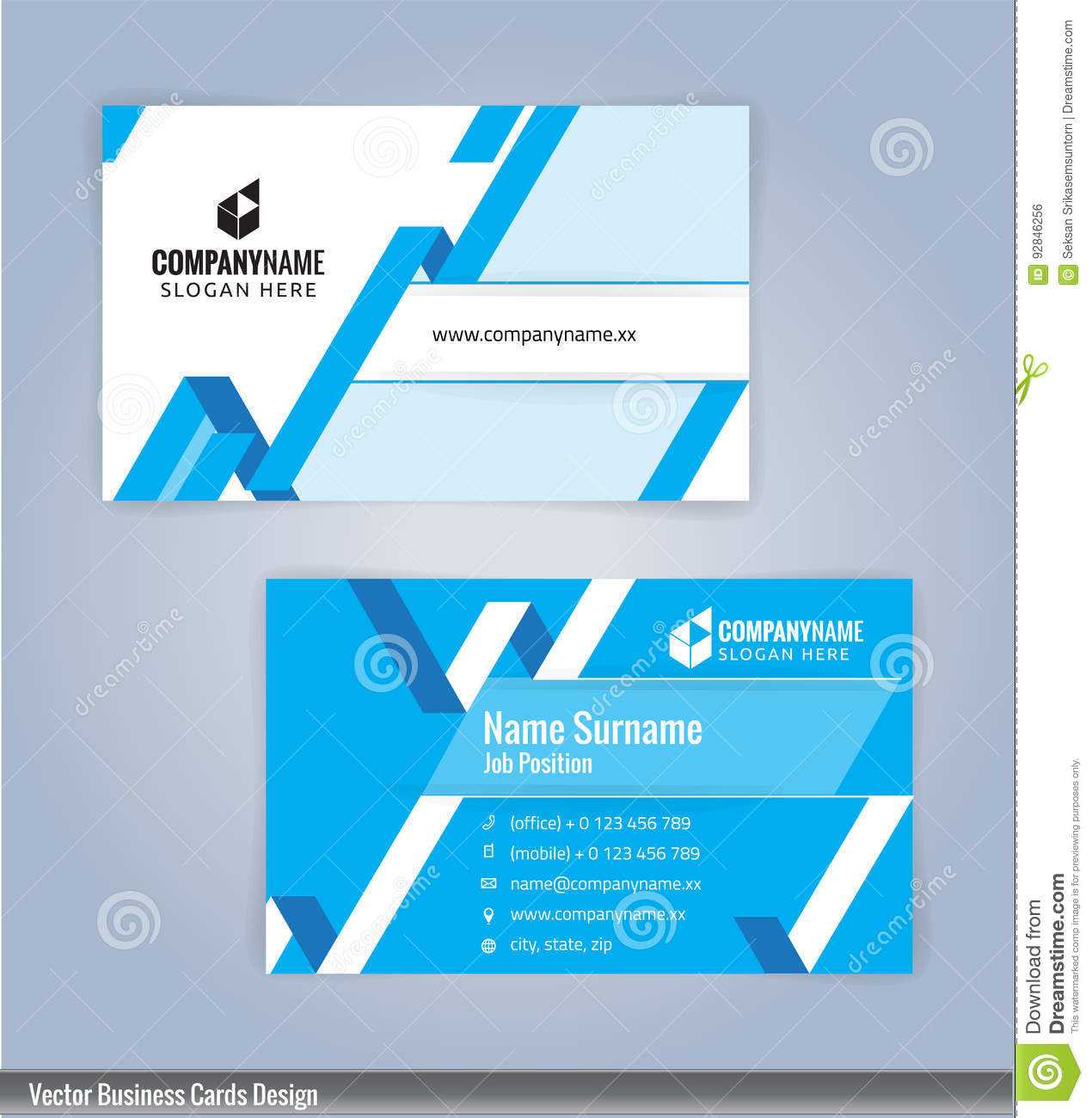 Blue And White Modern Creative And Clean Business Card For Office Max Business Card Template