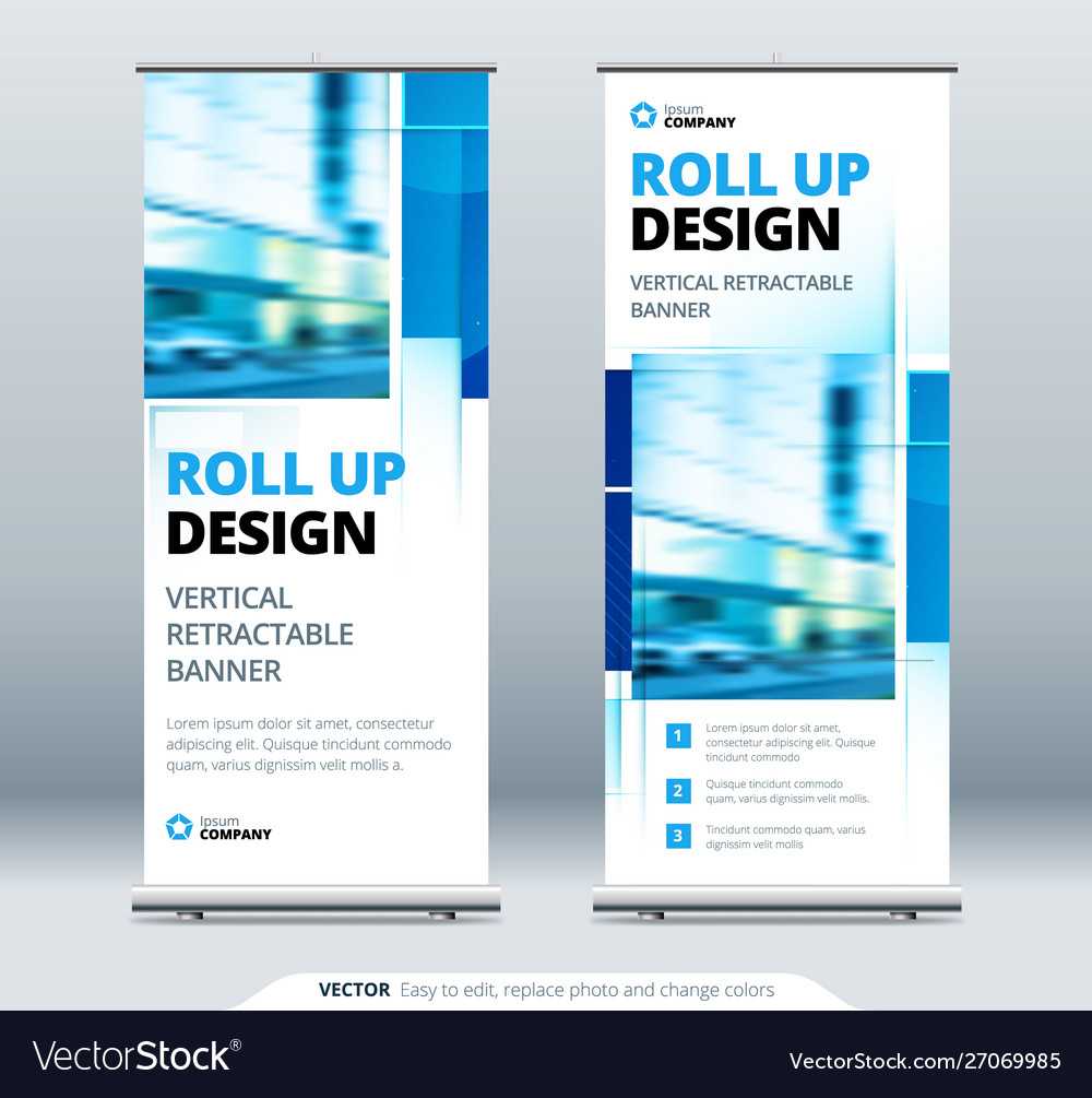 Blue Business Roll Up Banner Abstract Roll Up Regarding Retractable Banner Design Templates