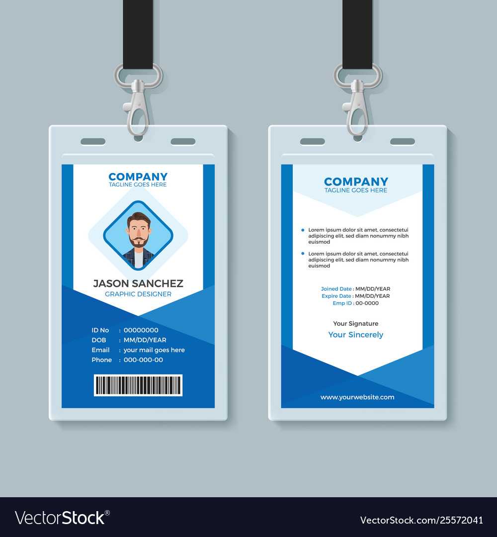 Blue Employee Identity Card Template Inside Work Id Card Template