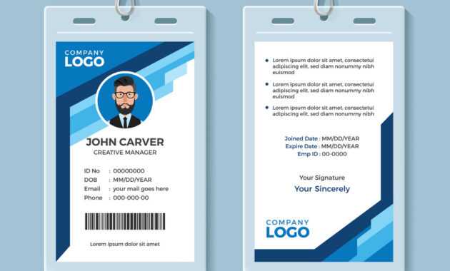 Blue Graphic Employee Id Card Template intended for Template For Id Card Free Download