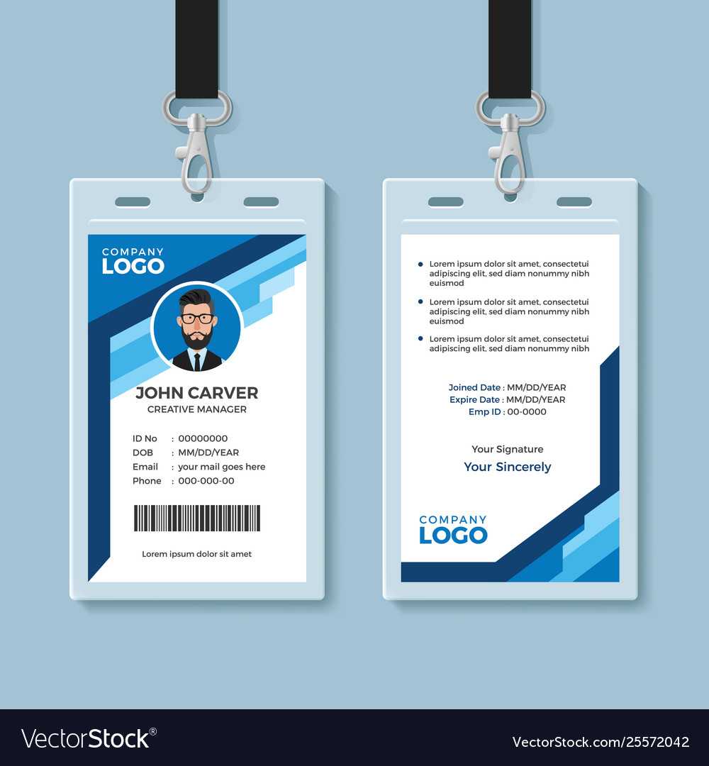 Blue Graphic Employee Id Card Template Intended For Template For Id Card Free Download