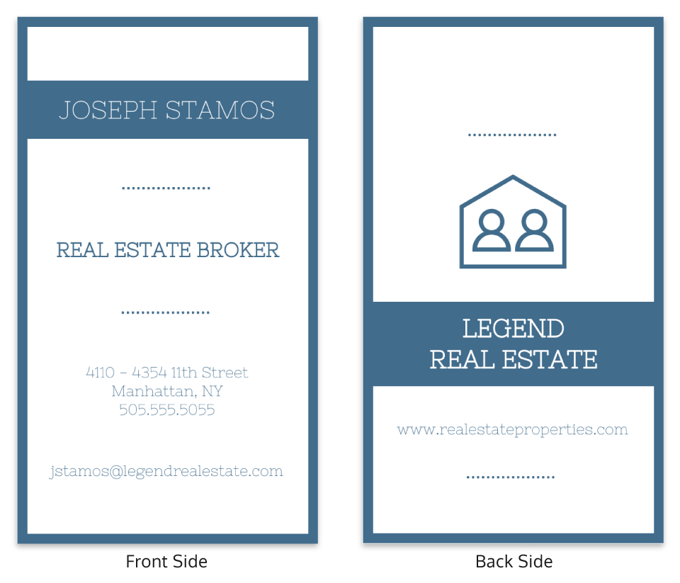 Blue Vertical Real Estate Business Card Template For Dog Grooming Record Card Template