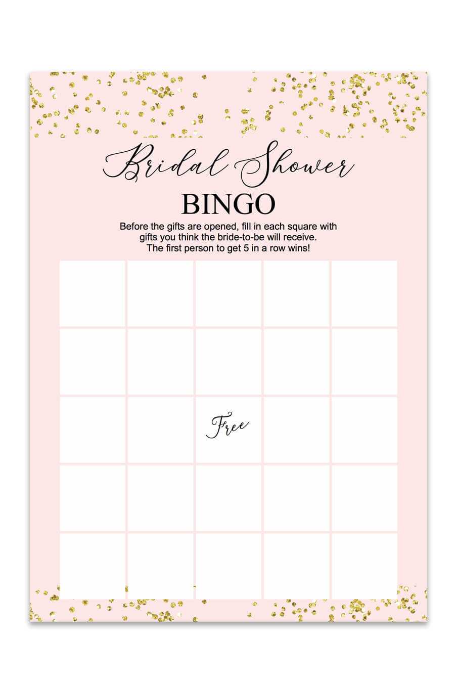 Blush And Confetti Bridal Shower Bingo – Chicfetti Intended For Blank Bridal Shower Bingo Template