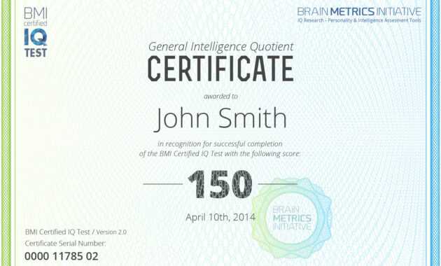 Bmi Certified Iq Test - Take The Most Accurate Online Iq Test! within Iq Certificate Template