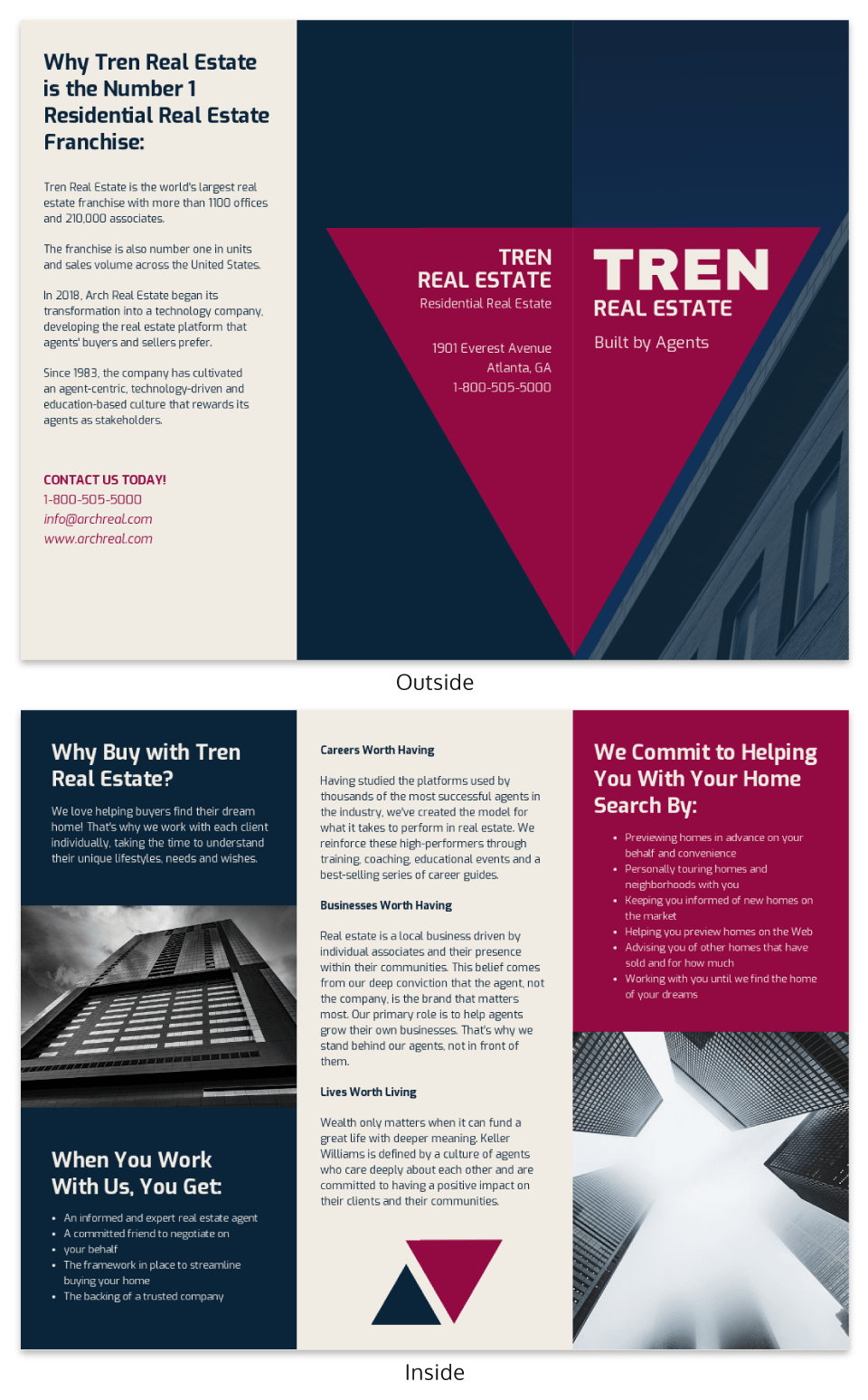 Bold Real Estate Tri Fold Brochure Template Template – Venngage Regarding Training Brochure Template