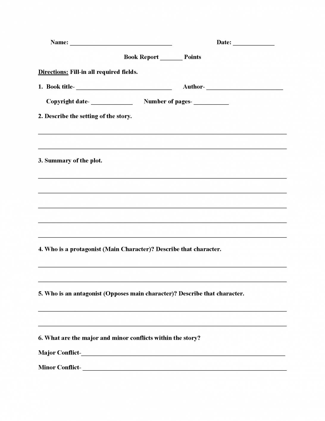 Book Report Template 10 6Th Grade Format Billy Star With Regard To Book Report Template 3Rd Grade