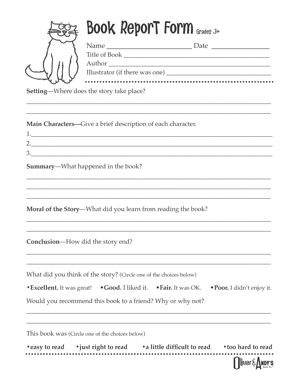 Book Report Template 2Nd Grade Df Free Examples Pdf Form 7Th Inside Book Report Template 6Th Grade