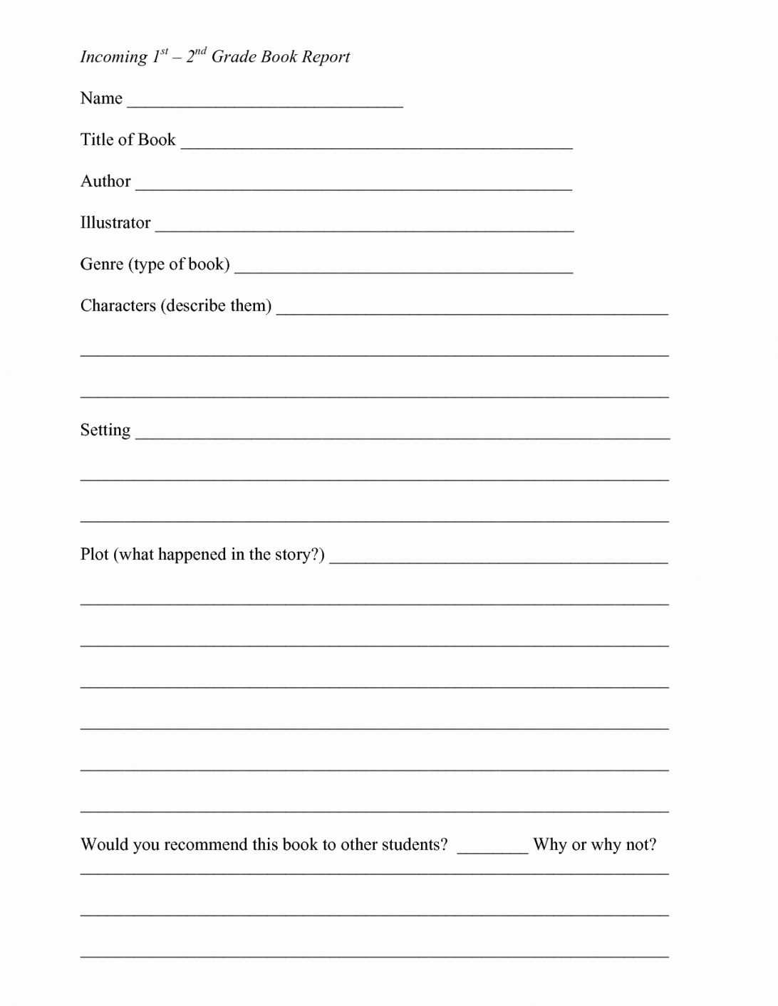 Book Report Template Write And Format A Form 3Rd Grade With Book Report Template 2Nd Grade