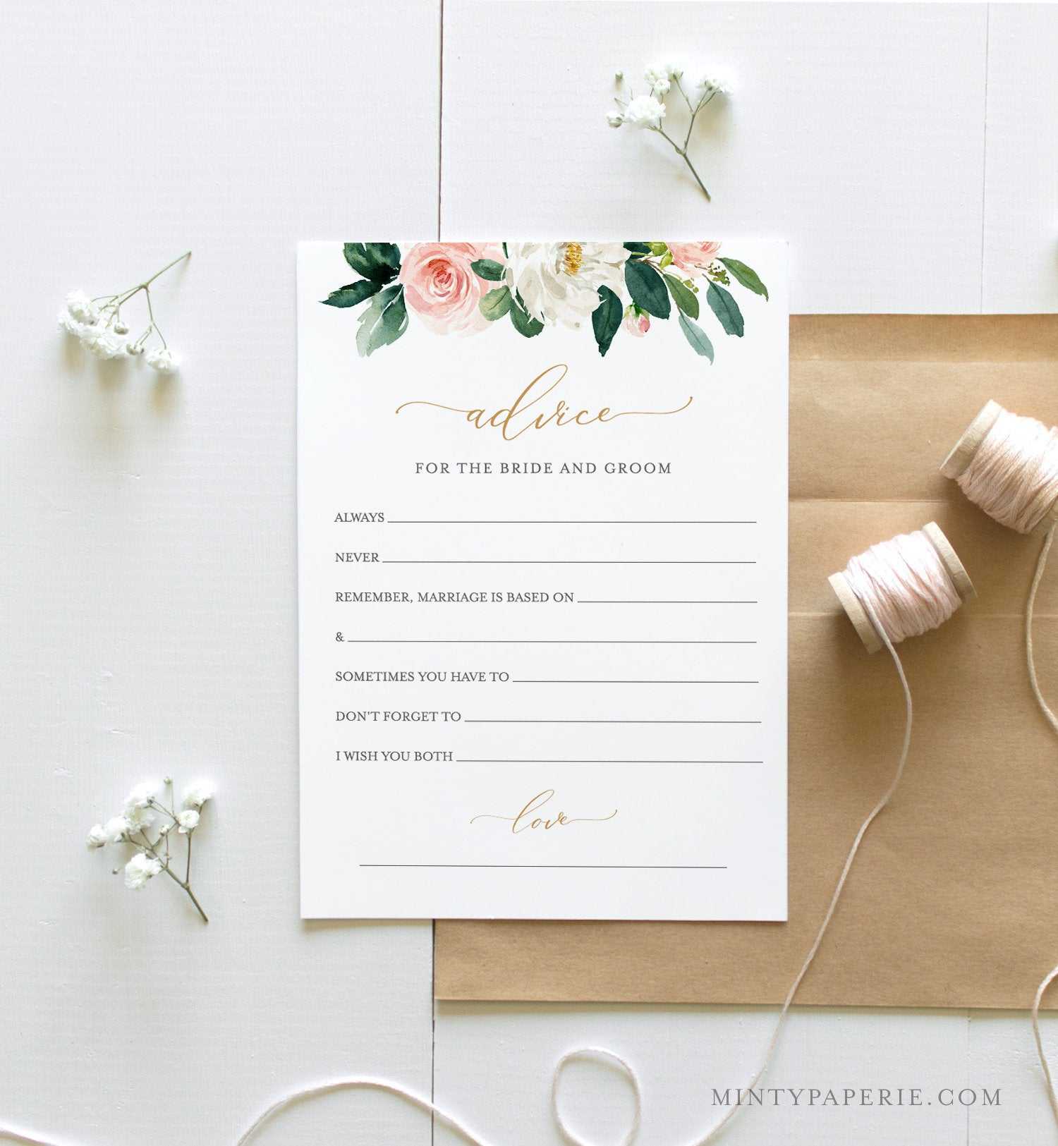 Bridal Shower Advice Card, Wedding Advice For The Bride And With Regard To Marriage Advice Cards Templates