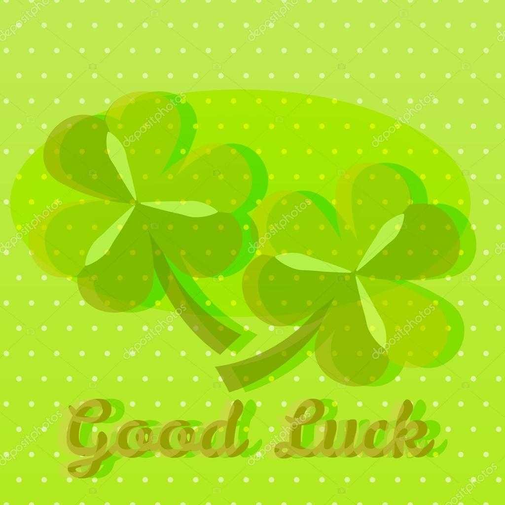 Bright Green Good Luck Greeting Card With Two Shamrocks With Good Luck Card Template