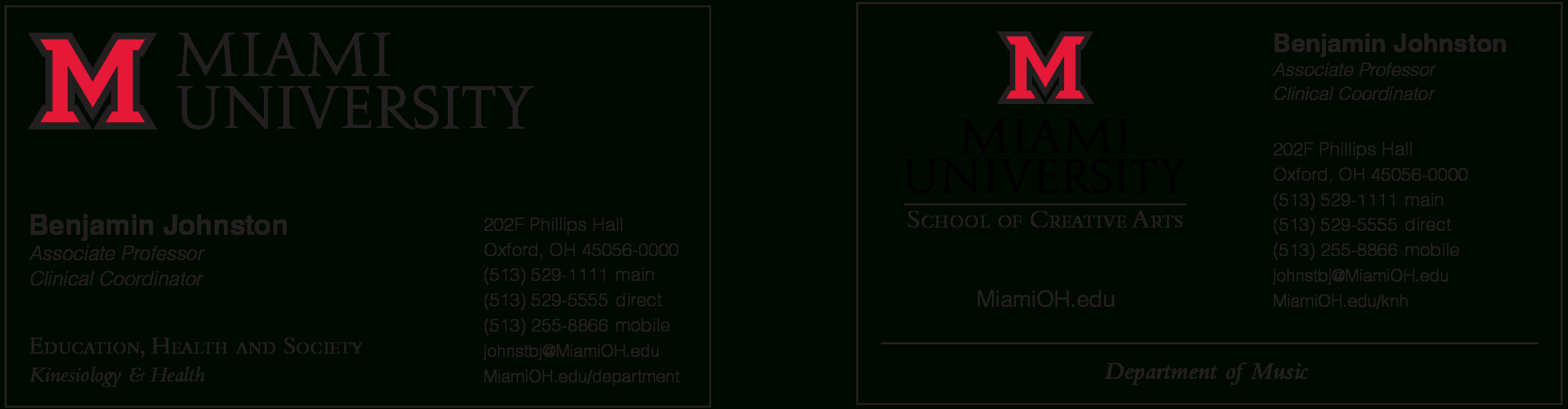 Business And Stationery | The Miami Brand | Ucm – Miami For Graduate Student Business Cards Template