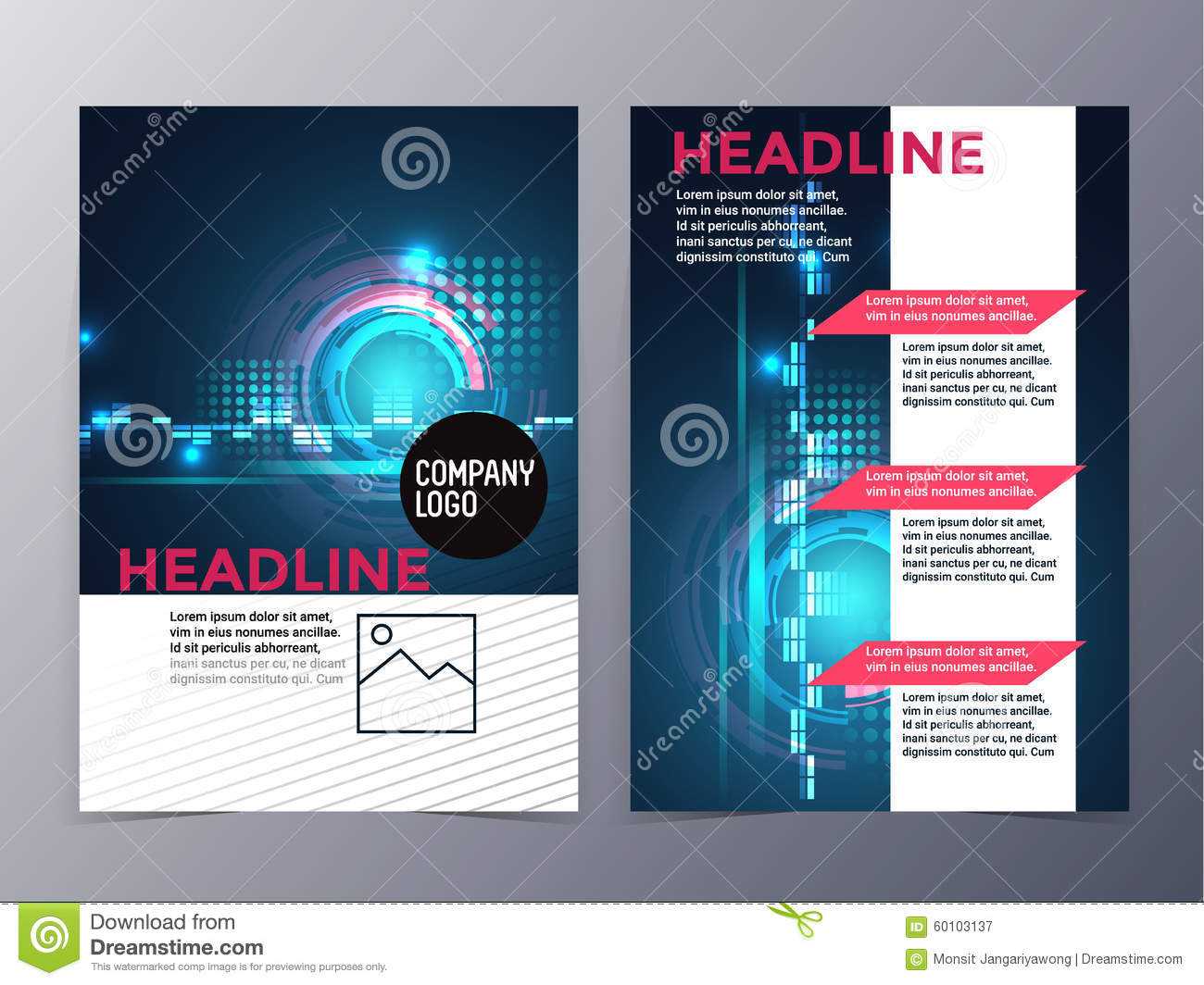 Business And Technology Brochure Design Template Vector Tri Regarding Technical Brochure Template