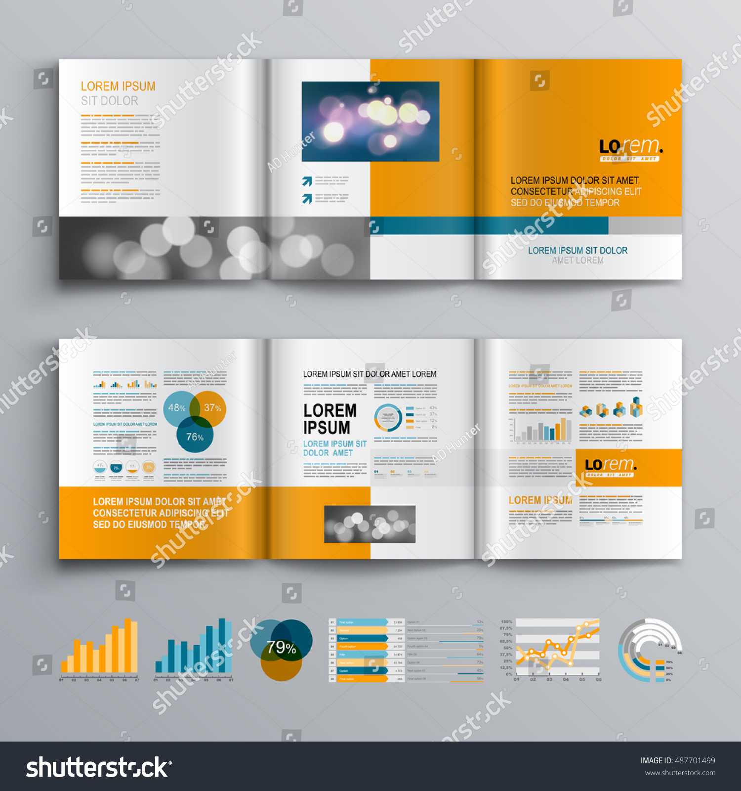 Business Brochure Template Design Orange Square Stock Vector For 12 Page Brochure Template