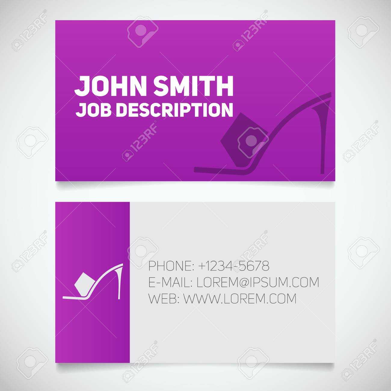 Business Card Print Template With High Heel Shoe Logo. Manager In High Heel Template For Cards