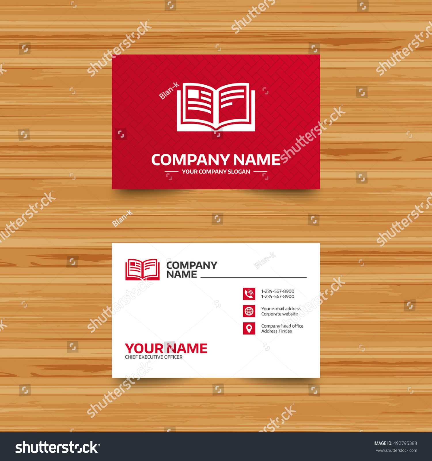 Business Card Template Book Sign Icon Stock Image | Download Now For Index Card Template Open Office