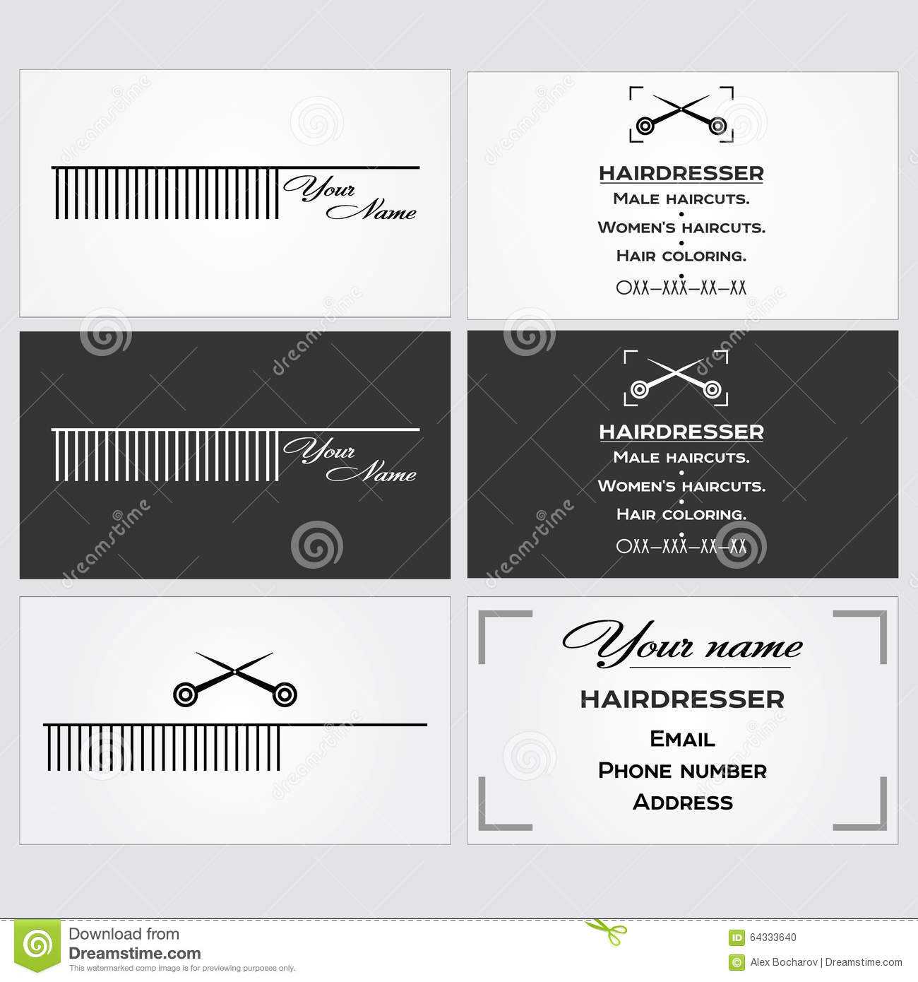 Business Card Template For A Hairdresser. Stock Vector In Hairdresser Business Card Templates Free