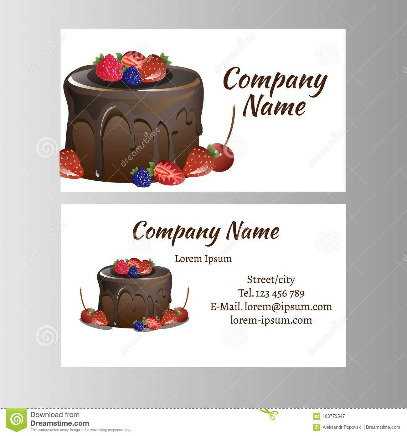 Business Card Template For Bakery Business. Stock Vector Intended For Cake Business Cards Templates Free