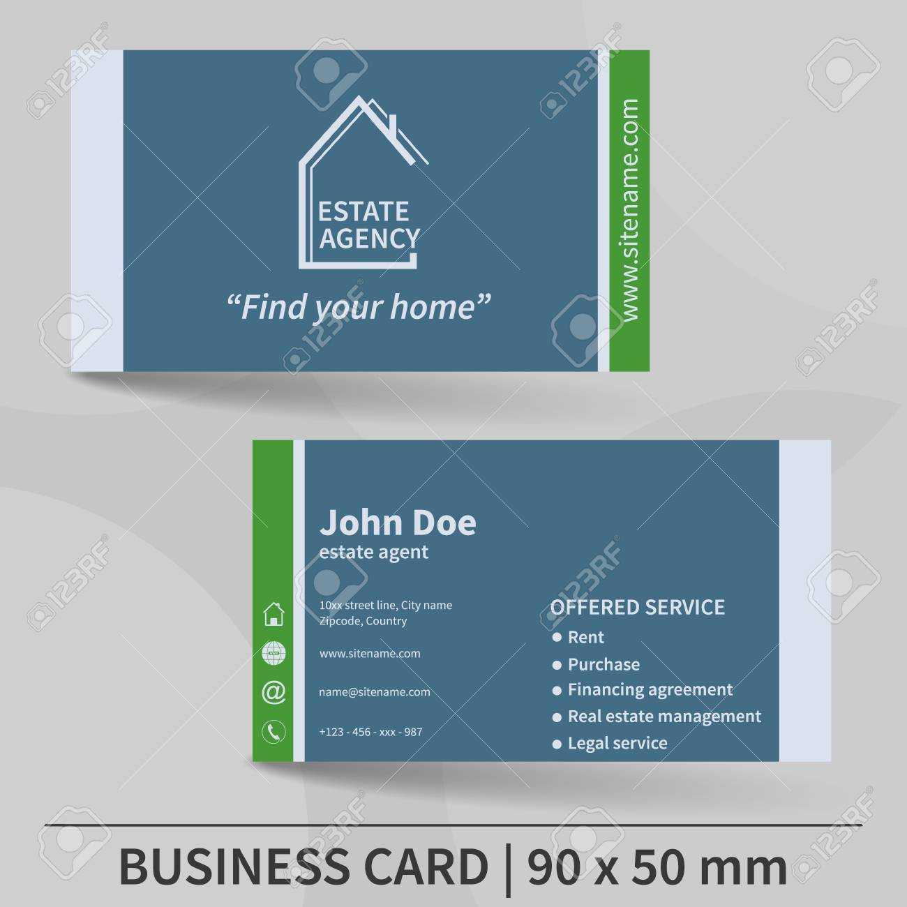Business Card Template. Real Estate Agency. Design For Your Individual.. Intended For Real Estate Agent Business Card Template