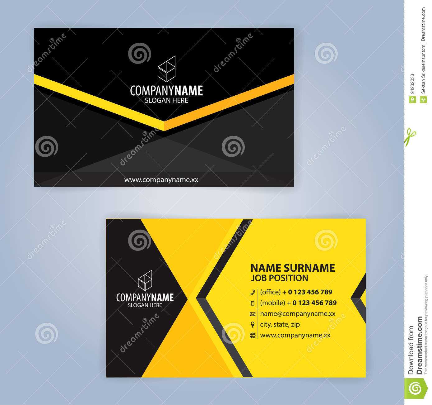 Business Card Template. Yellow And Black Stock Vector With Regard To Call Card Templates