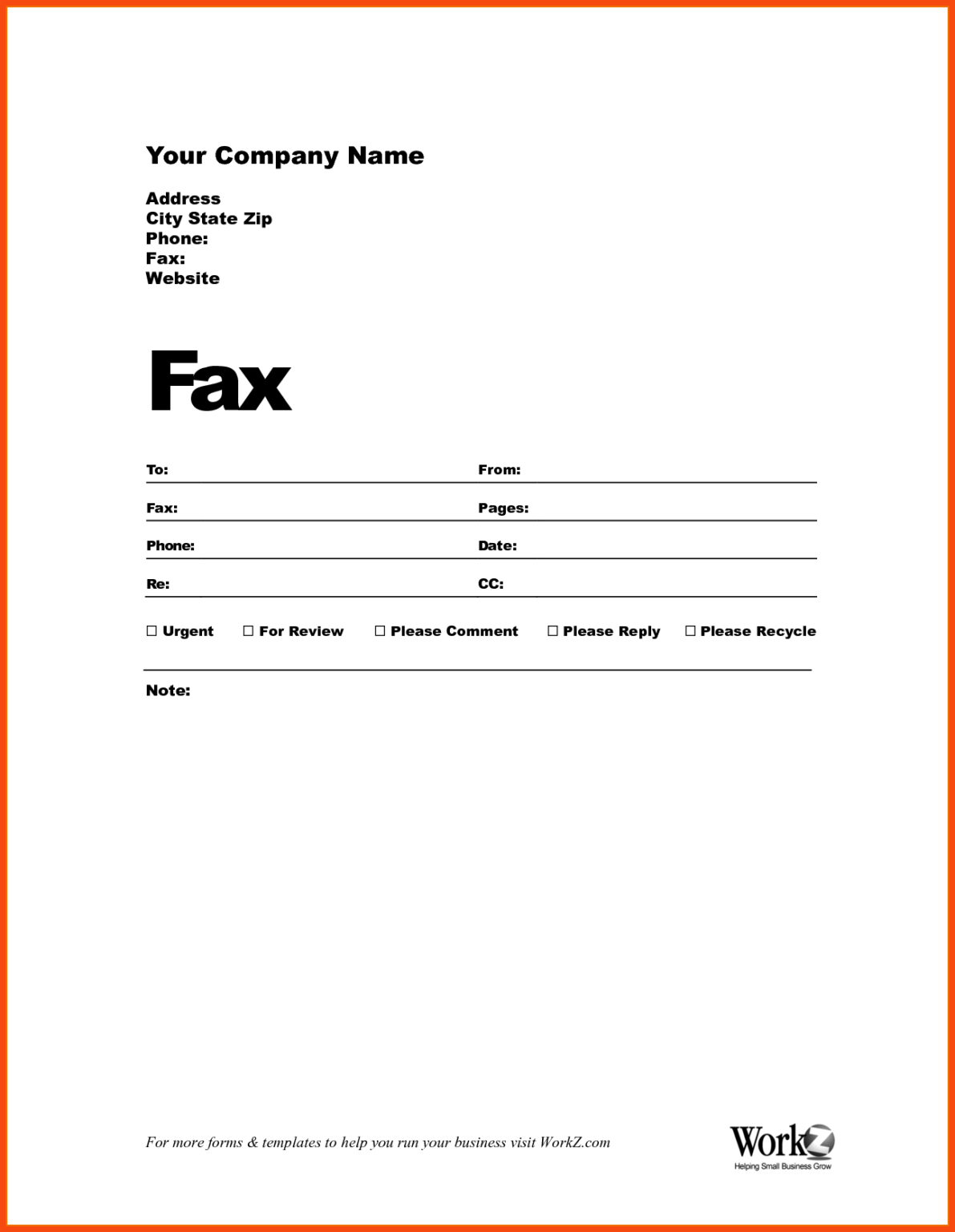 Business Fax Template Zohre.horizonconsulting.co In Fax Template Word