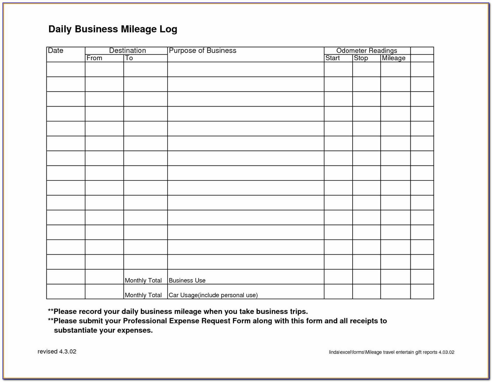Business Mileage Log Book Template – Form : Resume Examples In Mileage Report Template