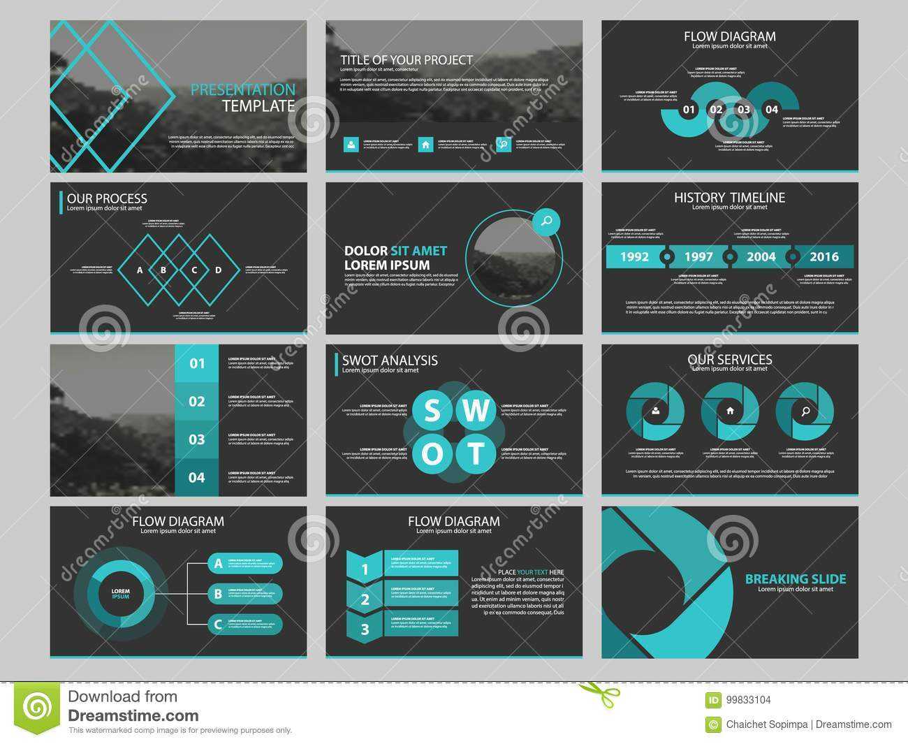 Business Presentation Infographic Elements Template Set Intended For Keynote Brochure Template