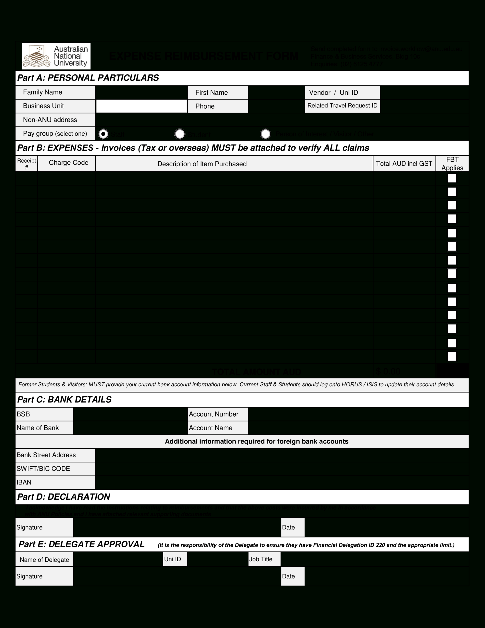 Business Reimbursement Form - Mahre.horizonconsulting.co Pertaining To Reimbursement Form Template Word