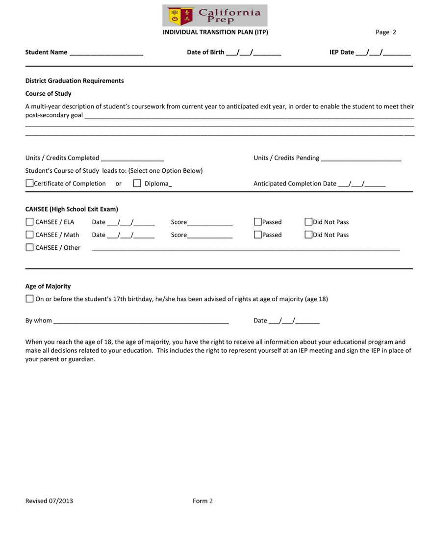 California Prep – Calprep Blank Iep Docs – Page 4 – Created In Blank Iep Template