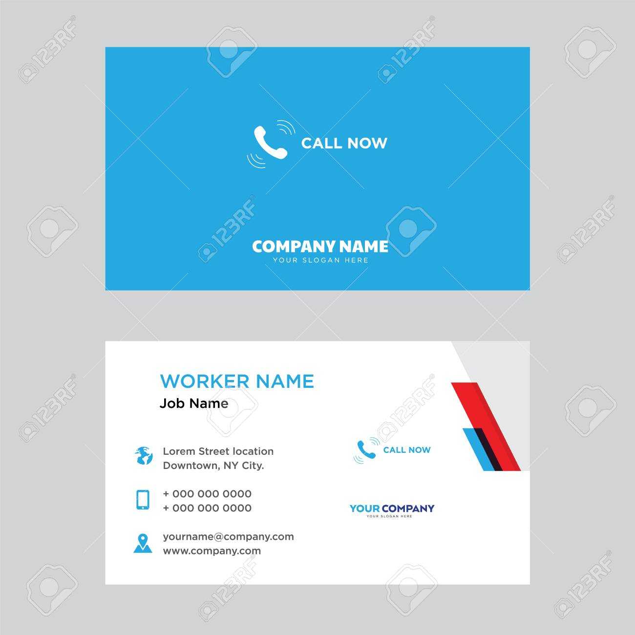 Call Now Business Card Design Template In Front And Back Illustration. Pertaining To Template For Calling Card