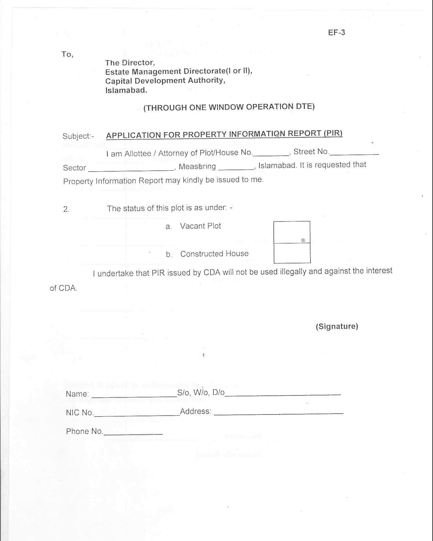 Capital Development Authority Inside Noc Report Template