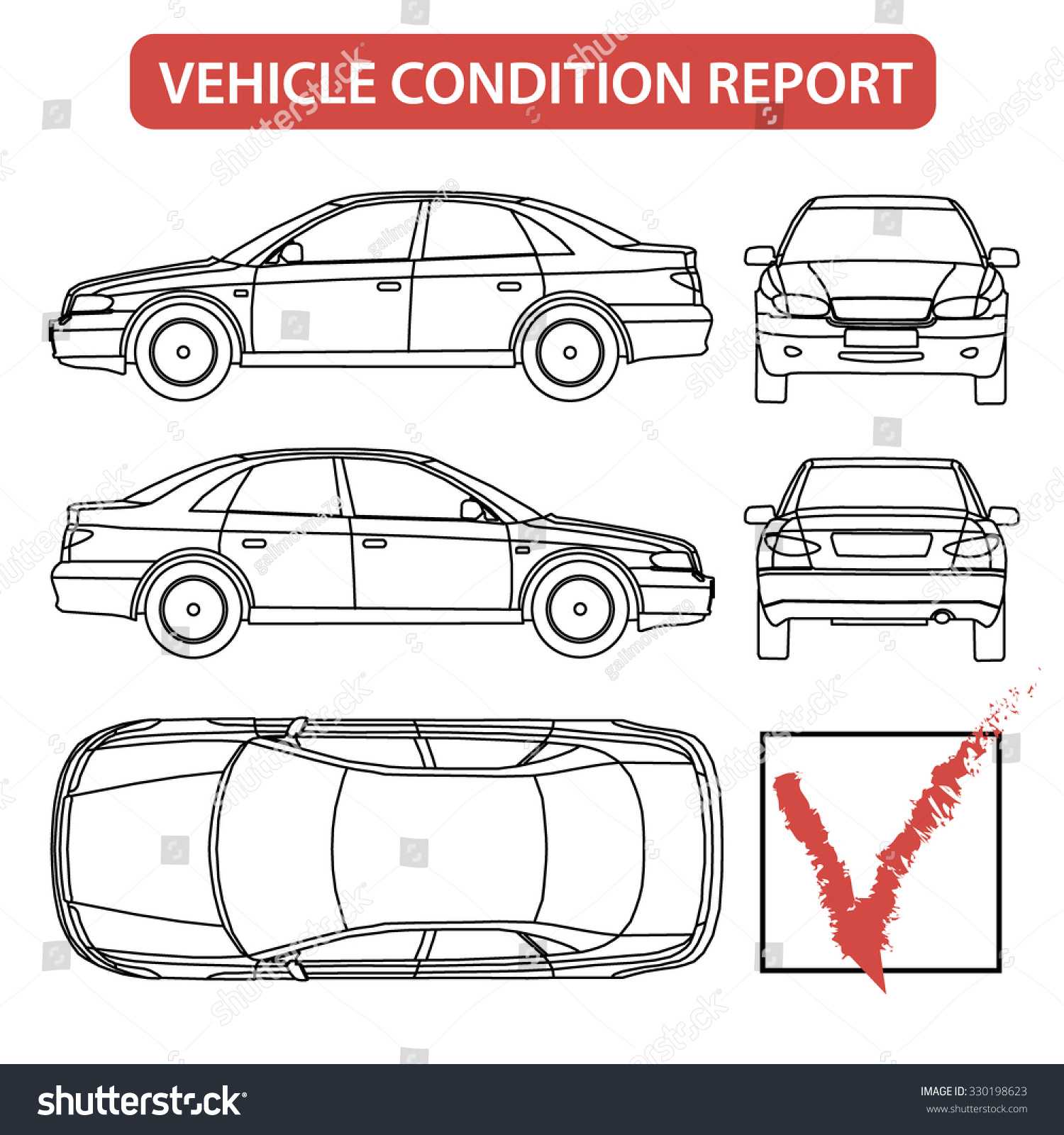 Car Condition Form Vehicle Checklist Auto Stock Vector Within Car Damage Report Template