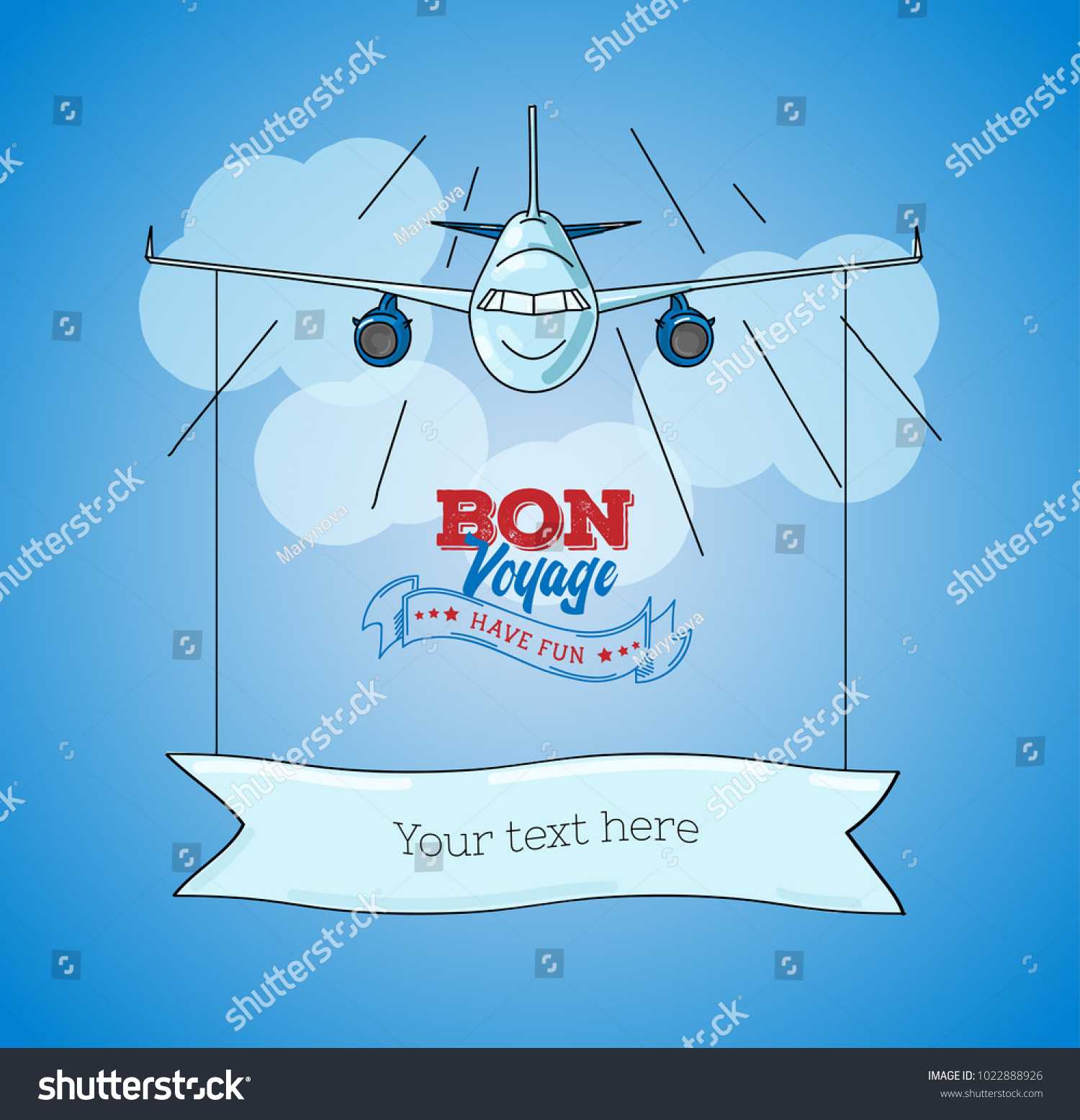 Card Template Plane Graphic Illustration On Stock Vector In Bon Voyage Card Template